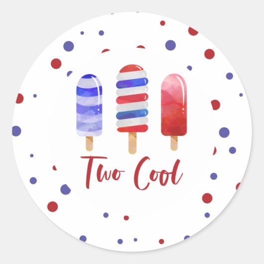 Ice Poppen Two Cool Red White Blue 2de verjaardag Ronde Sticker (Voorkant)