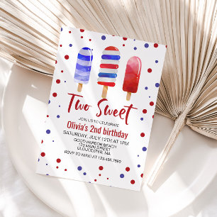 Ice Poppen Two Sweet Red White Blue 2de verjaardag Kaart