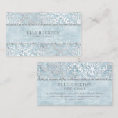 Ice Powder Blue Glimmer Damask Silver Visitekaartje (Voorkant / Achterkant)