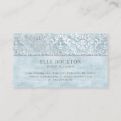 Ice Powder Blue Glimmer Damask Silver Visitekaartje (Achterkant)