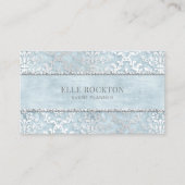 Ice Powder Blue Glimmer Damask Silver Visitekaartje (Voorkant)