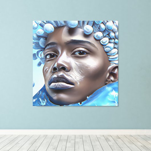 Ice Prince Melanin Black Boy Magic Bruh Winter Bro Canvas Afdruk (Insitu (Houten vloer))