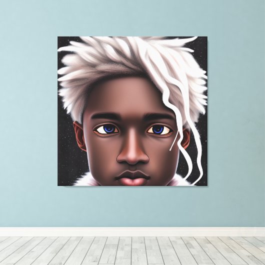 Ice Prince Melanin Black Boy Magic Bruh Winter Bro Canvas Afdruk (Insitu (Houten vloer))