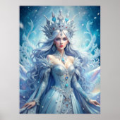 Ice Queen Fantasy – Winter Goddess Portrait Art Poster (Voorkant)