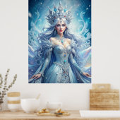 Ice Queen Fantasy – Winter Goddess Portrait Art Poster (Keuken)