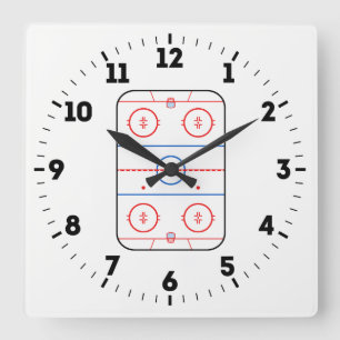 Ice Rink Diagram Hockey Game Decor op een Vierkante Klok
