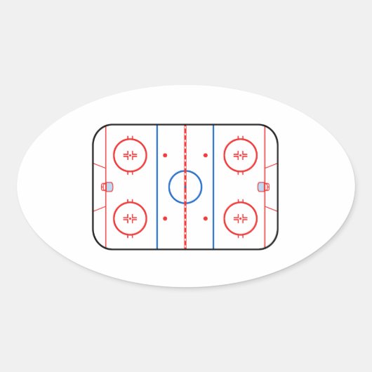 Ice Rink Diagram Hockey Game Decor Ovale Sticker (Voorkant)
