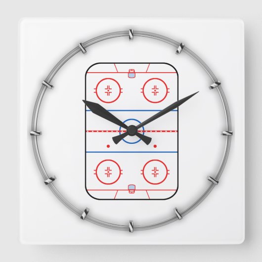 Ice Rink Diagram Hockey Game Decor Vierkante Klok (Voorkant)