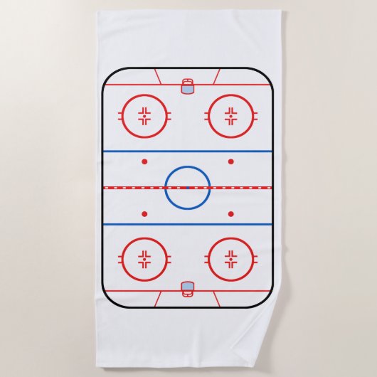 Ice Rink Diagram Hockey Game Design op een Strandlaken (Voorkant)