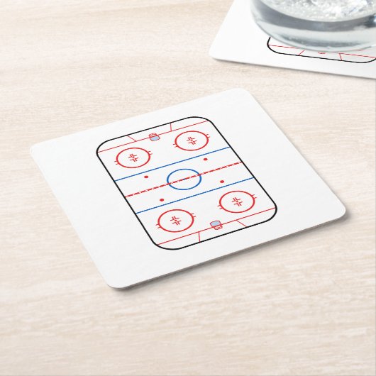 Ice Rink Diagram Hockey Game Grafisch Kartonnen Onderzetters (Schuin)
