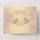 Ice Roos Pink Floral Quinceanera All In One Uitnodiging (Achterkant)