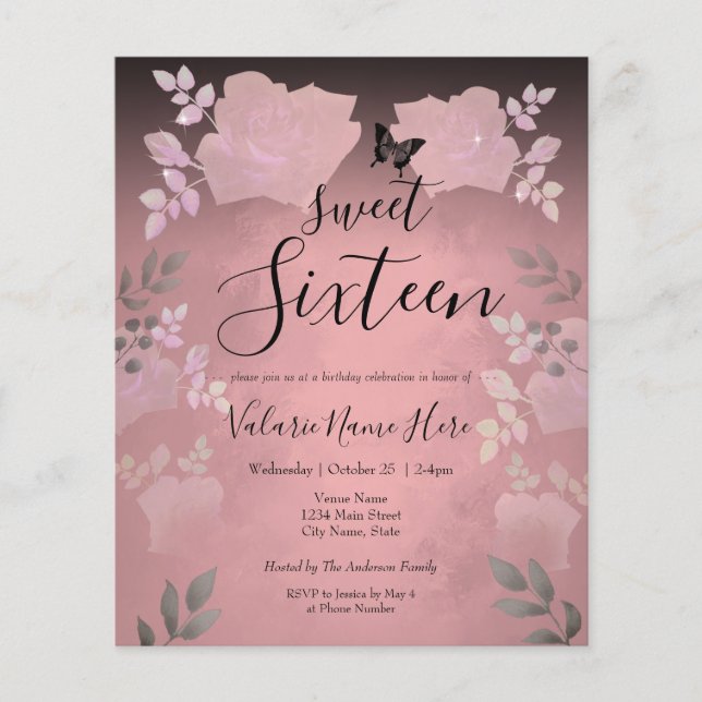 Ice Roos Pink Floral Sweet Zestien (Voorkant)