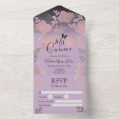 Ice Roos roze Floral Quinceanera all in one vita All In One Uitnodiging (Binnen)