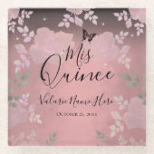 Ice roze Fancy Rozen Quinceanera Roze Glazen Onderzetter (Voorkant)