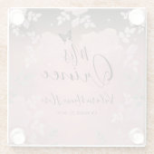 Ice roze Fancy Rozen Quinceanera Roze Glazen Onderzetter (Achterkant)