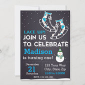 Ice Schaats Birthday Invitation (blauw) Kaart (Voorkant)