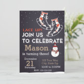 Ice Schaats Birthday Invitation (rood) Kaart (Staand voorkant)