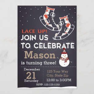 Ice Schaats Birthday Invitation (rood) Kaart