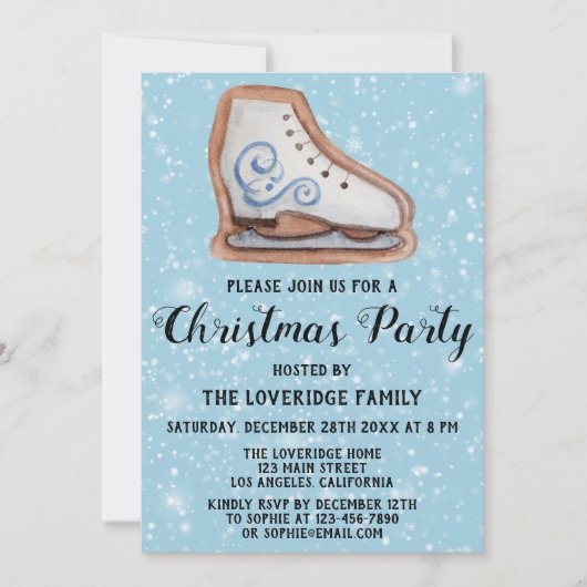 Ice Schaats Cookie Holiday Kerstfeest Blauwe sneeu Kaart (Voorkant)