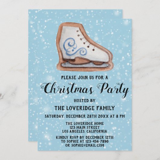 Ice Schaats Cookie Holiday Kerstfeest Blauwe sneeu Kaart (Voorkant / Achterkant)