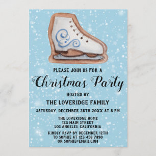 Ice Schaats Cookie Holiday Kerstfeest Blauwe sneeu Kaart