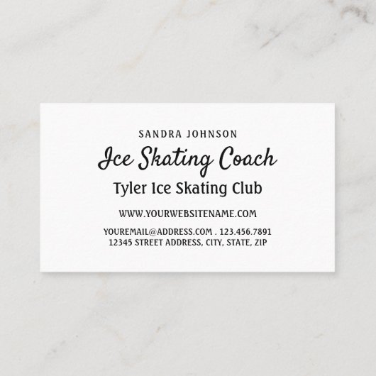 Ice Schaats Design, Ice Skater, Ice Skating Coach Visitekaartje (Achterkant)