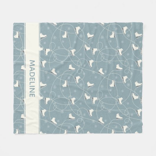 Ice Schaats en Snowflake Pattern Fleece Deken (Voorkant (Horizontaal))