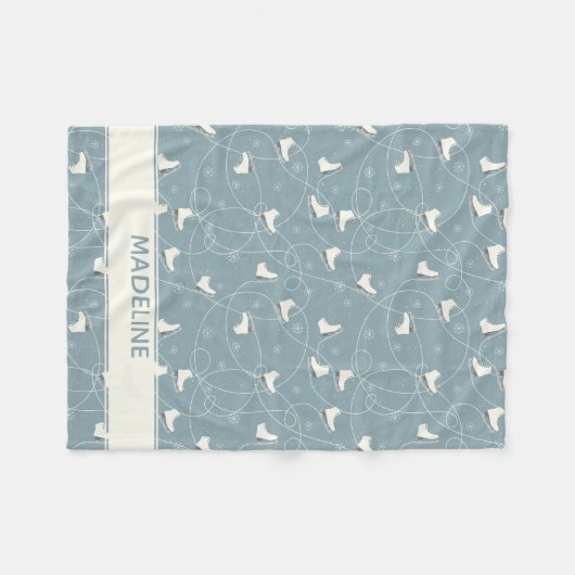 Ice Schaats en Snowflake Pattern Fleece Deken (Voorkant (Horizontaal))