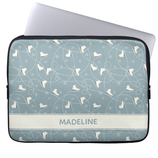 Ice Schaats en Snowflake Pattern Laptop Sleeve (Voorkant)