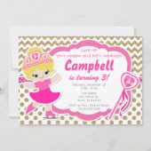 Ice Schaats Girl Glitter Gold & Pink Verjaardag Ui Kaart (Voorkant)
