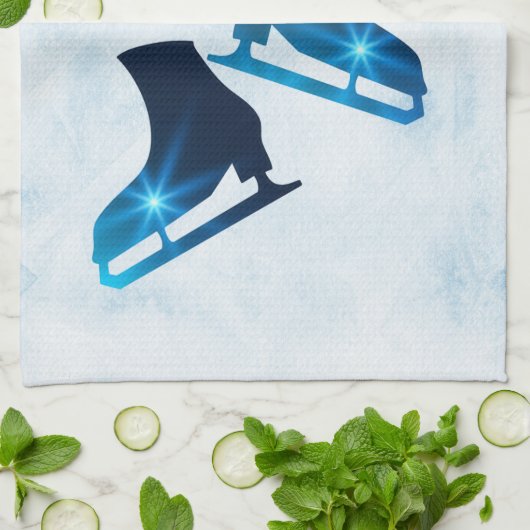 Ice schaats handdoek figuur schaats blauw (Gevouwen)