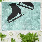 Ice schaats handdoek schaatsen turquoise sparreng (Gevouwen)