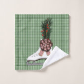 Ice Schaats kerstdecoratie met Tartan Bow Bad Handdoek (Wasdoekje)