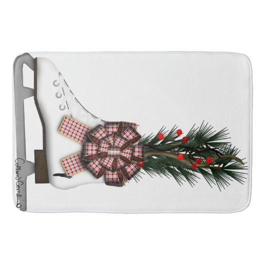 Ice Schaats kerstdecoratie met Tartan Bow Badmat (Voorkant)