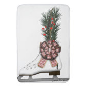 Ice Schaats kerstdecoratie met Tartan Bow Badmat (Voorkant Verticaal)