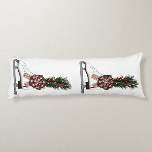 Ice Schaats kerstdecoratie met Tartan Bow Lichaamskussen (Achterkant)
