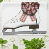 Ice Schaats kerstdecoratie met Tartan Bow Theedoek (Gevouwen)