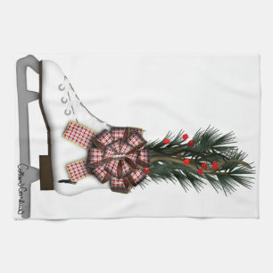 Ice Schaats kerstdecoratie met Tartan Bow Theedoek
