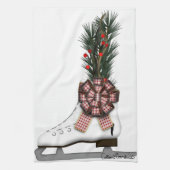 Ice Schaats kerstdecoratie met Tartan Bow Theedoek (Verticaal)