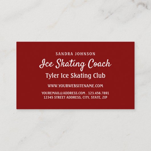 Ice Schaats Logo, Ice Skater, Ice Skating Coach Visitekaartje (Achterkant)