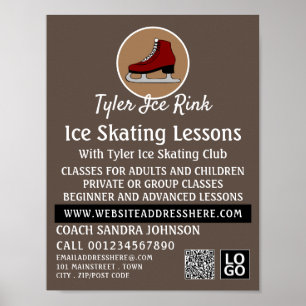 Ice Schaats Logo, schaatsles Adverteren Poster