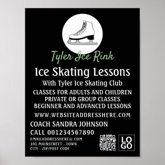 Ice Schaats Logo, schaatsles Adverteren Poster (Voorkant)