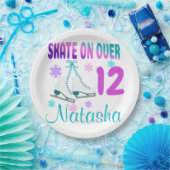 Ice Schaats on Over Birthday Girl Skater  Papieren Bordje (Feest)