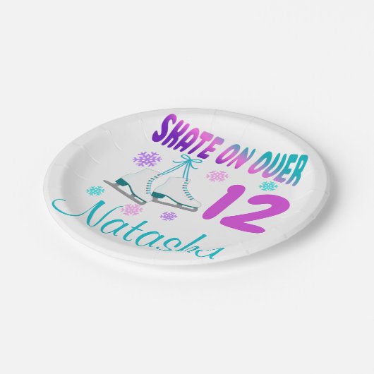 Ice Schaats on Over Birthday Girl Skater Papieren Bordje (Gekanteld)