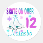 Ice Schaats on Over Birthday Girl Skater Ronde Sticker (Voorkant)