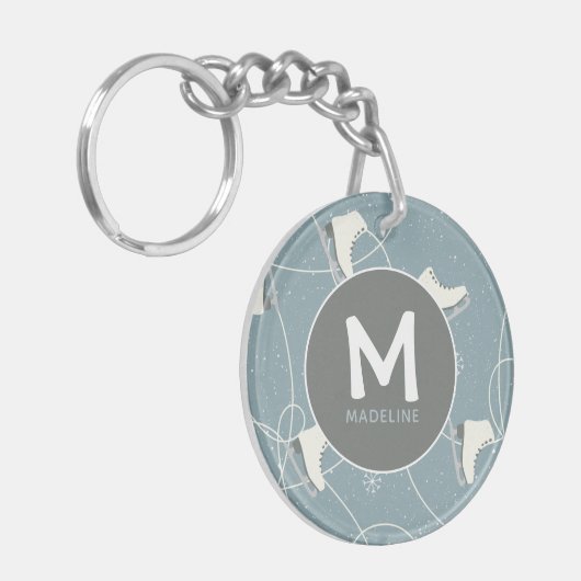 Ice Schaats Pattern Gepersonaliseerd Sleutelhanger (Voorkant Links)