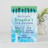 Ice Schaats SCHAATSEN verjaardagsfeestje Uitnodigi Kaart (Staand voorkant)