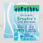 Ice Schaats SCHAATSEN verjaardagsfeestje Uitnodigi Kaart (Voorkant / Achterkant)