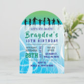 Ice Schaats SCHAATSEN verjaardagsfeestje Uitnodigi Kaart (Staand voorkant)