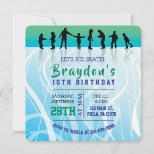 Ice Schaats SCHAATSEN verjaardagsfeestje Uitnodigi Kaart